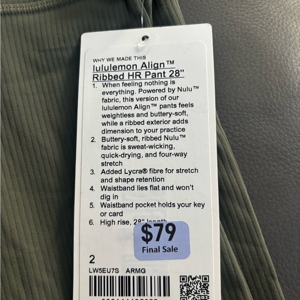lululemon athletica Align Ribbed  HR Pant Leggings 28” Size 2 - Picture 7 of 7